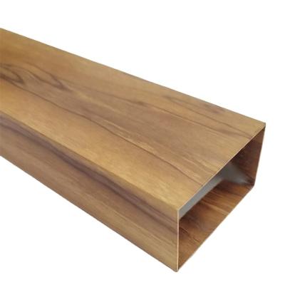 China Lightweight. Wood Grain Square Decorative Aluminum Pipe Interior Furniture Aluminum Tube With Any Size for sale