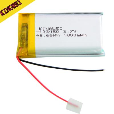 China Toys 3.7V 103450 1800mah 6.66wh Polymer Battery For GPS Beauty Instrument for sale