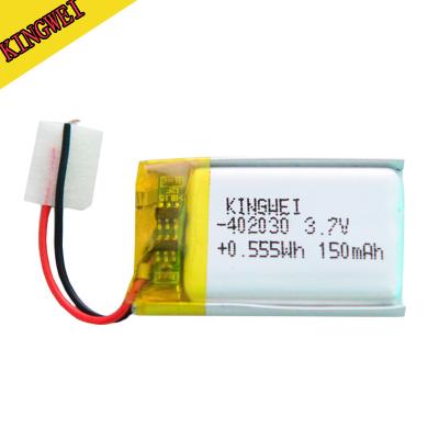 China toys kingwei lithium polymer Lipo 402030 3.7V 150m Ahlithium polymer battery for rc helicopter for sale