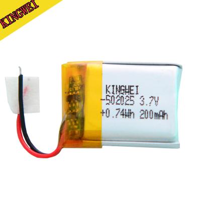 China Toys high quality 3.7v 502025 lithium polymer battery 200mah polymer battery for sale