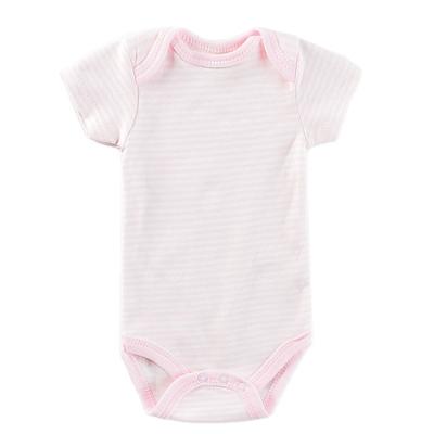 China Soft 100% Cotton Clothes 100% Newborn Baby Knit Short Sleeves Baby Plain Romper for sale