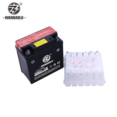 China Storage Batteries 12V3AH 12volt Battery Suitable For Motorcycle Battery Models YB3L-B 99cm*57cm*103cm for sale