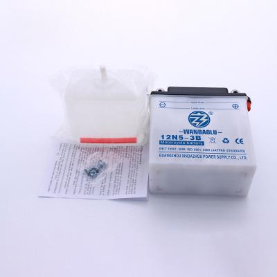 China WANBAOLU 12N5-3B 12v 5ah Motorcycle Dry Charged Lead Acid Battery 120*60*130cm for sale