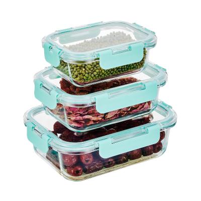 China Freshness Preservation Glass Container Set High Borosilicate Food Container Airtight And Leakproof Lunch Boxes for sale