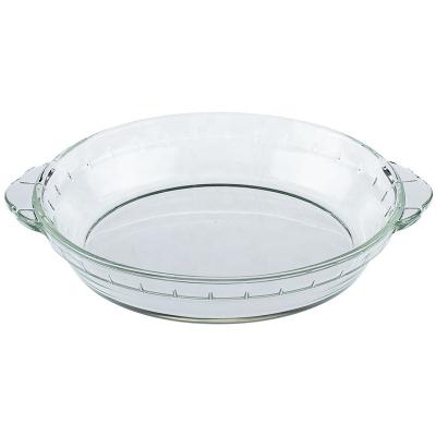 China Eco-Friendly Round Glass Heat Resistant Round Baking Tray With Multiple Sizes Available In Clear Plates for sale