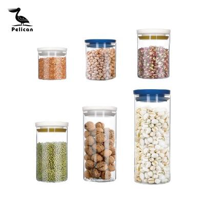 China Sustainable High Borosilicate Glass Food Storage Jar Can Be Customized With Bamboo And Wooden Lid/PP Lid/Metal Lid for sale