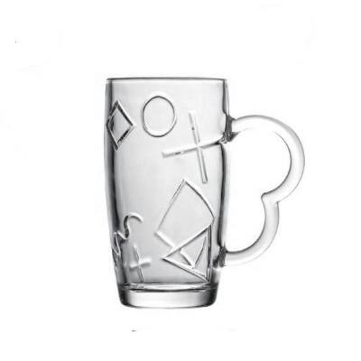 China New classic/postmodern 16 OZ GLASS MUG WITH HANDLE BEER STONEWARE MUG BEER MUG HIGH QUALITY GLASS JUICE/MILK MUG for sale