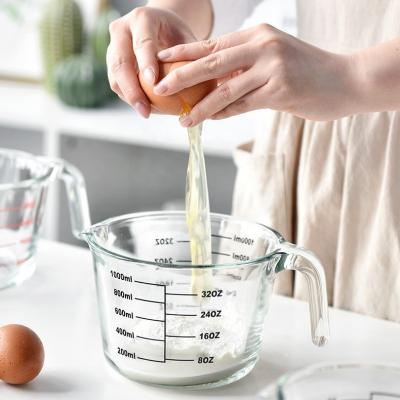 China 250ml 500ml 1000ml High Borosilicate Glass Measuring Cup Set Sustainable Kitchen Oven Safe Cooking for sale