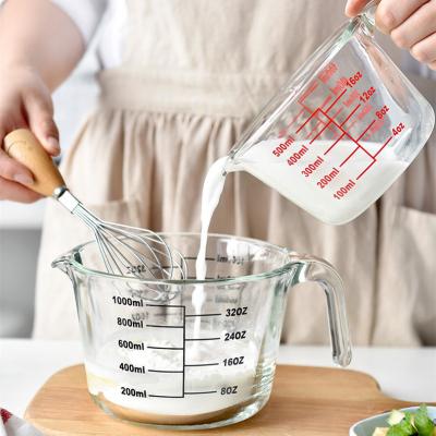 China Sustainable kitchen multifunctional borosilicate glass measuring cup with handle for sale