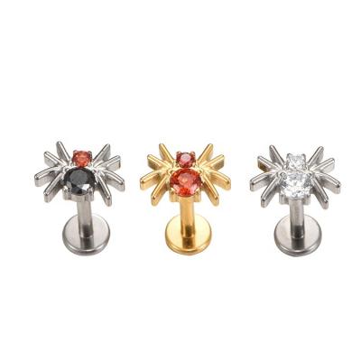 China FASHIONABLE Youzhu ASTM F136 Titanium Internally Threaded Spider Top Labret Tragus Ear Piercing for sale