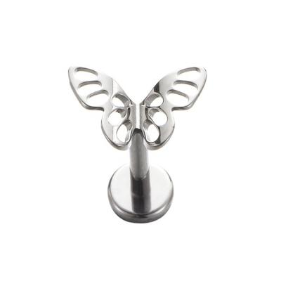 China FASHIONABLE Youzhu ASTM F136 Titanium Internally Threaded Hollow Butterfly Top Labret Tragus Ear Piercing for sale