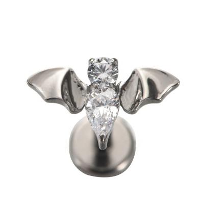 China FASHIONABLE Youzhu ASTM F136 Titanium Bat With Zircon Labret Lip Stud Piercing Jewelry for sale