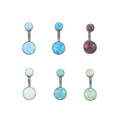 China Youzhu FASHIONABLE Titanium Internal Threaded Navel Jewelry ASTM F136 Opal Navel Piercing Belly Bars for sale