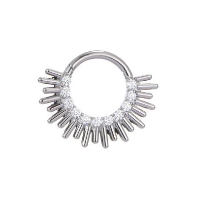 China FASHIONABLE ASTM F136 Titanium Hinged Segment Nose Clicker With Sparkle Body Piercing Jewelry for sale