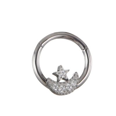 China FASHIONABLE Titanium Septum Ring Hinged Clicker Body Piercing Moon and Star from Youzhu ASTM F136 for Women for sale