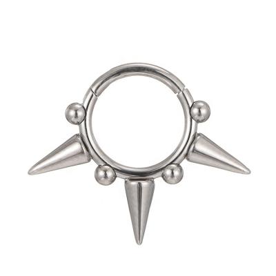 China FASHIONABLE Titanium Circle Ring Piercing Jewelry Wholesale from Youzhu ASTM F136 Spike Hinged Clicker Septum Segment for sale