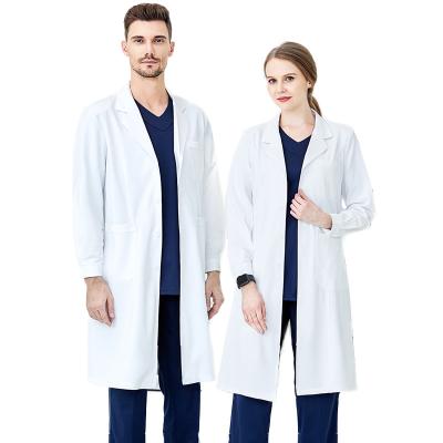 China High quality unisex white long sleeve gown hospital uniforms high quality unisex white coat food doctor nurse uniform for sale