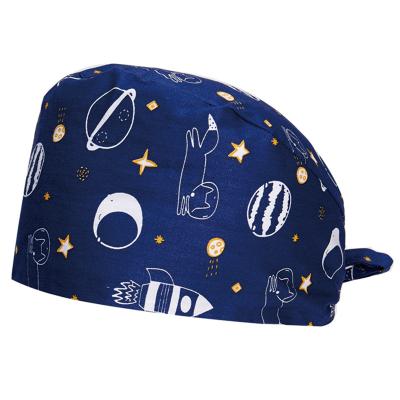 China New Cotton Hospital Operation Room Cap Sweat-absorbent Print Medical Surgical Hat Pet Doctor Work Hat Spa Care Scrub Hat for sale