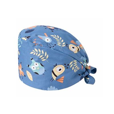 China Best Hospital Quality Solid Color Satin Embroidered Hat For Long Short Hair Vets Nurse Doctor Surgical Scrub With Bow Tie for sale