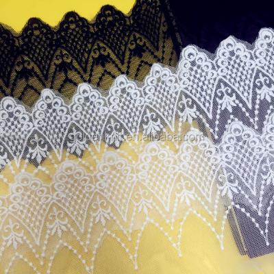 China Golden Viable Knit 9.5cm Width Cotton Tulle Embroidery Lace For Clothes Accessory DL41823# for sale