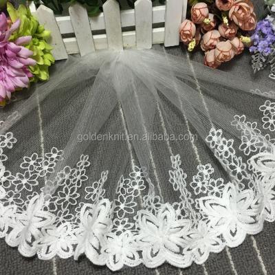 China Viable Golden Knit 25cm Width Lace Manufacturers Selling Cotton Embroidery Curtain Lace Trim 720585# for sale