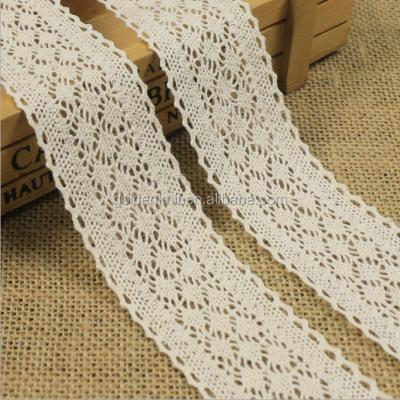 China Golden Viable Knit Cotton Lace Crochet Trimming Beige DIY 4.5cm Width Elegant Accessories Y04013# for sale