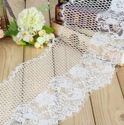 China Golden Viable Knit 24cm Width Netting Eyelash Lace Border Lace For Dress XS4256# for sale