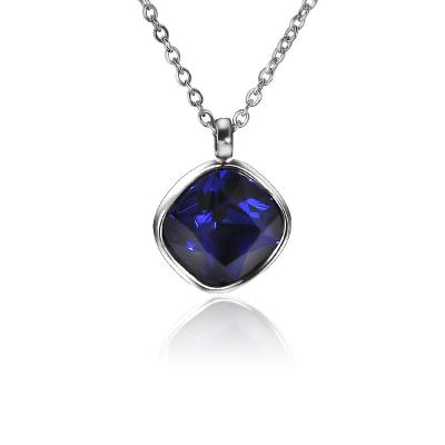 China High Quality Hot Selling Stainless Steel Jewelry Elegant Sapphire Pendant Necklace With Unique Best Gift Necklace For Women And Girls for sale