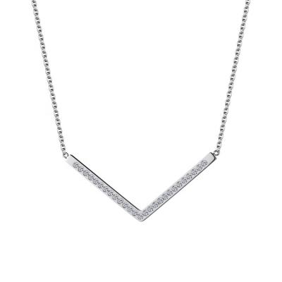 China High Quality Stainless Steel Hottest Big V Necklace Luxury Crystal Pendant With Shining Crystal Necklace Best Gift For Women And Girls for sale