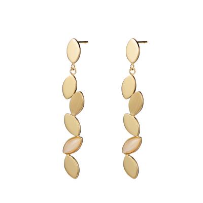 China Hottest Jewelry Earring Unique High Quality Stainless Steel Gold Tassels Leaf Earring Best Gift For Women And Girls for sale