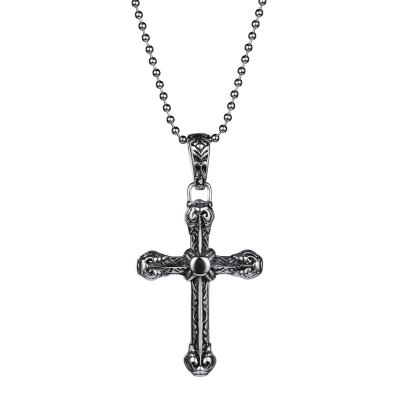 China Hot sale high quality stainless steel necklace cast cross pendant necklace luxury hiphop cross necklace best gift for unisex people for sale