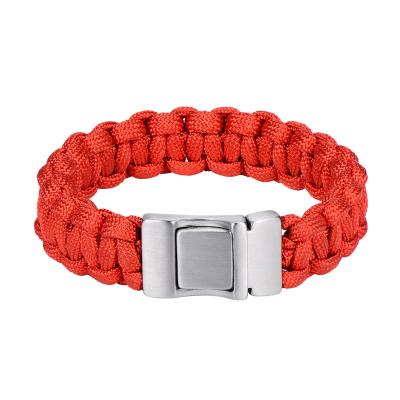 China Unique designer fashionable sports bracelet knit with rope stainless steel red nylon bracelet best gift for women and men for sale