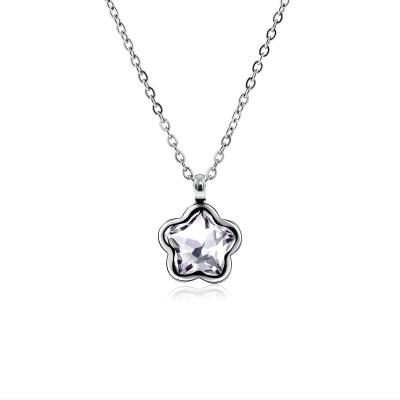 China Fashionable New Arrivals Environmental Friendly Stainless Steel Necklace Clover Chain Crystal Necklaces Best Gift For Women And Girls for sale