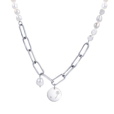 China 2021 Newest Simple Design Environmentally Friendly Titanium Bead Link Chain Necklace Stainless Steel OT Clasp Bead Pendant Necklace for sale