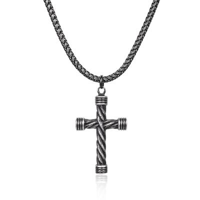 China CIS FASHIONABLE Hot Selling Style Luxury Stainless Steel Round Cross Necklace Chain Pendant Necklace Best Gift For Men for sale