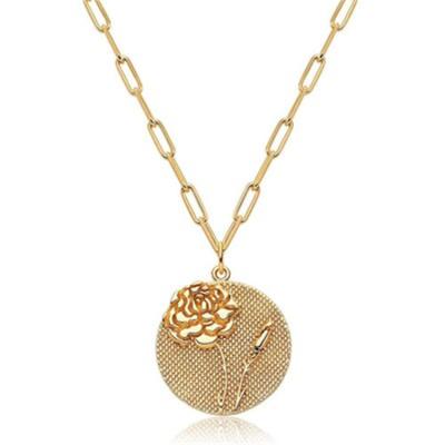 China January-December Necklace CLASSIC Flower Chain Paper Clip Necklace Coin Plating Fashion Amazon Pendant Necklace for sale