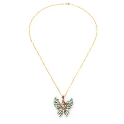 China Fashion Environmental Friendly Angel Wing Rhinestones Necklace Gold Plated Diamond Butterfly Necklace For Women for sale