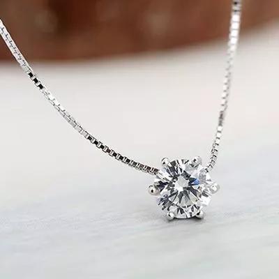 China 2021 New Arrival Necklaces Jewelry Environmental Friendly Round Diamond Necklace Geometric Cubic Zirconia Silver Pendant for sale