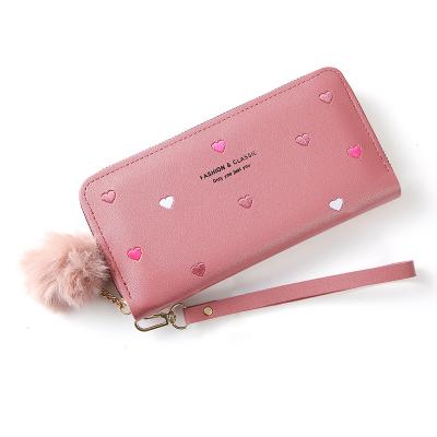 China Hot selling lady bags large capacity mobile zipper anti-theft long wallets hold wallets and soft wallet embroidered stars wallet women for sale