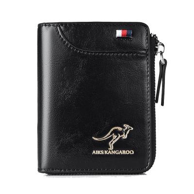 China 2020 new design high quality brand men's retro style short card PU leather wallets fashion purses for man for sale