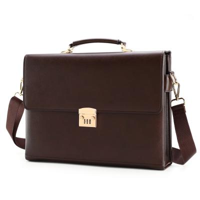 China Fashion Large Capacity Business Bag Men's Briefcase Horizontal Combination Lock PU Leather Single Shoulder Bag for sale