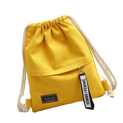 China Portable Casual Rope Handle Fashion Canvas Drawstring Backpack Bag String Backpack For Women Shoulder Bag 6 Colors for sale