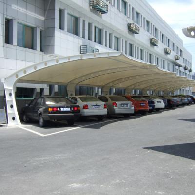 China Anti-UV PVDF/PTFE High Quality White Color Membrane Steel Frame Parking Lot Tension Awning for sale