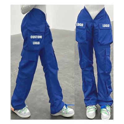 China Anti-Wrinkle Free LOGO Women Pants And Trousers Fashion Ladies High-Waisted Solid Side Pocketed Waist Women's Casual Joggers Trousers for sale