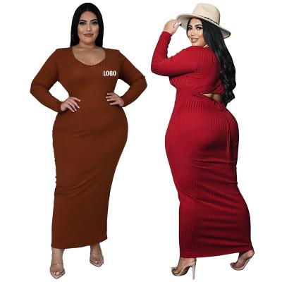 China Elegant Feminine Maxi Off Shoulder Fall Winter Bodycon Plus Size Sweater Dress Anti-Static Women Ladies Knit Sweater Dresses for sale