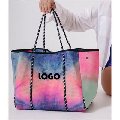 China Promotional Gifts Free Shipping High Quality Neoprene Shopping Handbag Beach Perforated Tote Bag For Women for sale