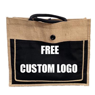 China free shipping personalized cheap custom preppy style printing logo burlap jute tote bag for sale