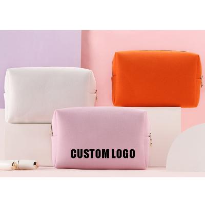 China Free Shipping Fashion Cheap Canvas Organizer Pouch Cosmetic Makeup Bag White for sale