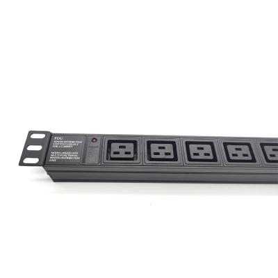 China Aluminum Alloy+PP Socket Universal Power Strip Rack PDU With 8*C19+Switch 3G*1.5Mm 2 Meter Power Cable for sale