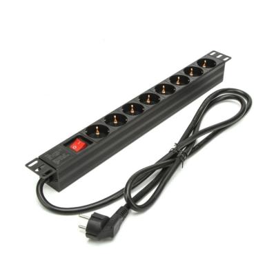 China 19in 1u 16a 8 Power PDU Unit Network PDU Cabinet Rack Socket Convenient German Regulatory Outlet Switch Smart PDU Socket for sale